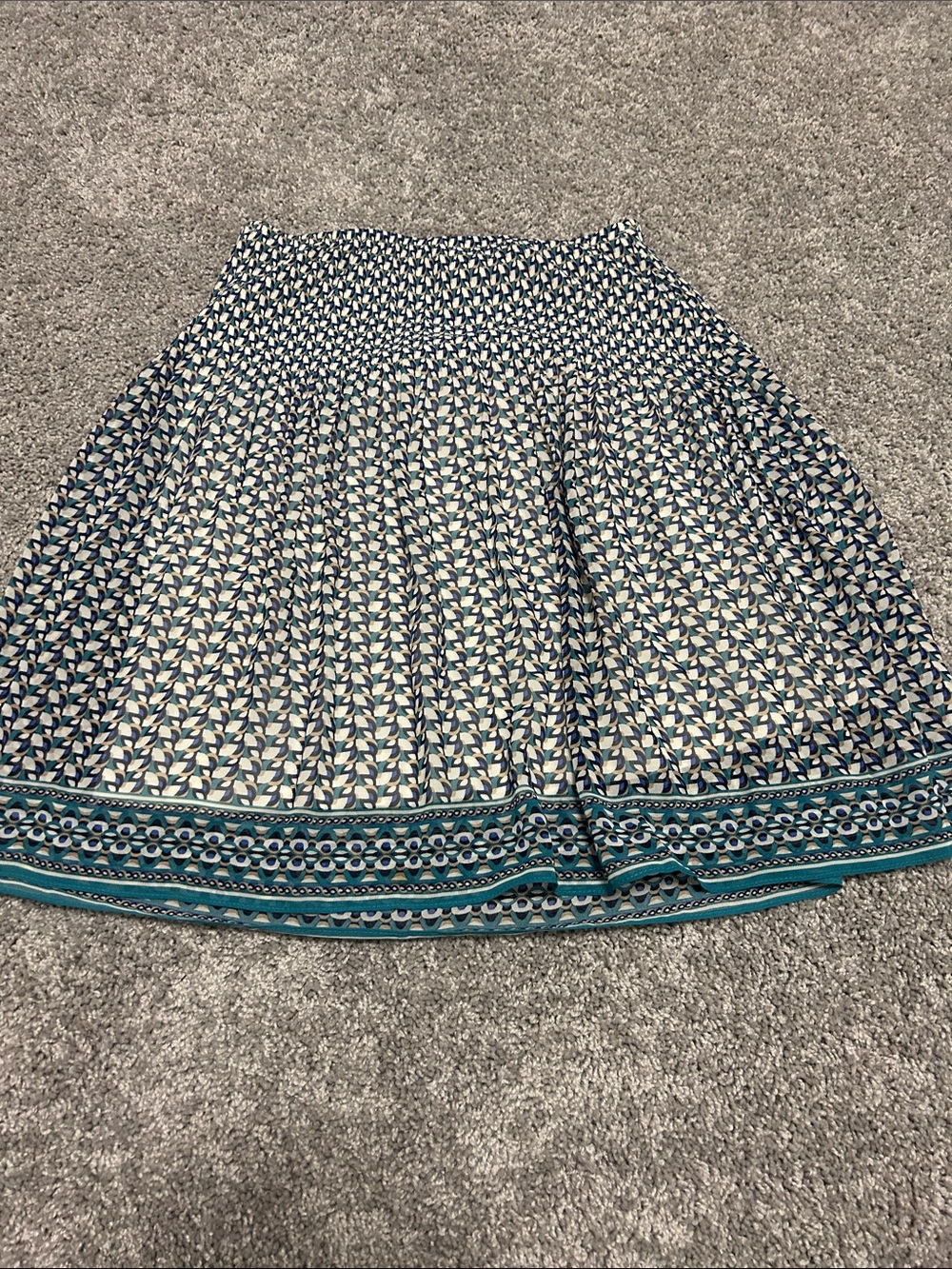 Max Studio Teal and White Printed Circle Skirt